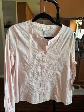 Liz‎ Claiborne Light Pink Pintuck Button-Front Tunic